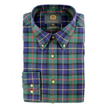 Viyella Cotton Green & Blue Club Check Classic Fit Shirt with Button Down Collar Discounts Online